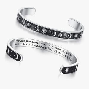 Silver Sun and Moon Cuff Bracelet